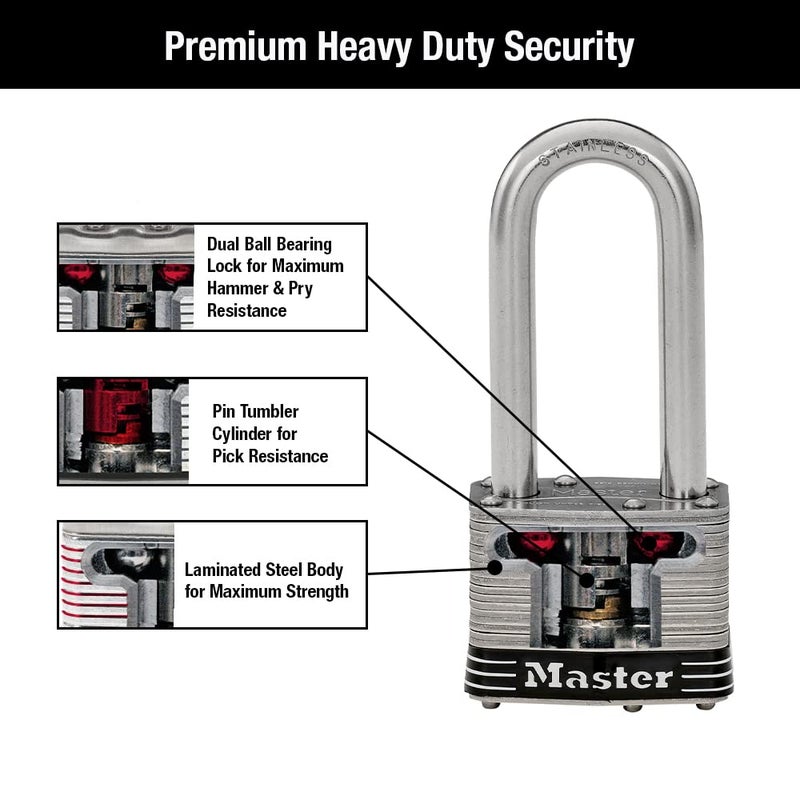 Master Lock 5SSQLJ Stainless Steel Outdoor Padlock with Key, 4 Pack Keyed-Alike - Image 5